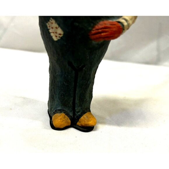 Poliwogg? Pumpkinhead American Folk Art Man Holding Doll Creepy Face 6" - Picture 5 of 9